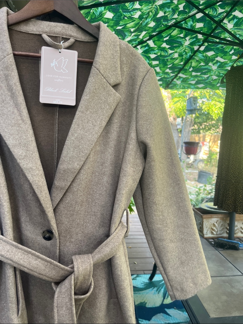 Love For Humanity NWT Black Label Wool-Like Midi Trench Coat Mauve M 22” p2p - Picture 16 of 17